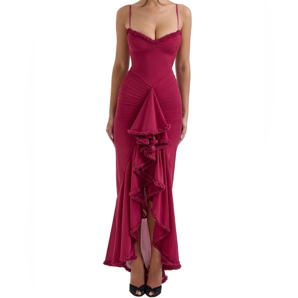 House of CB Gabbi Ruffle Mesh High-Low Cocktail Dress